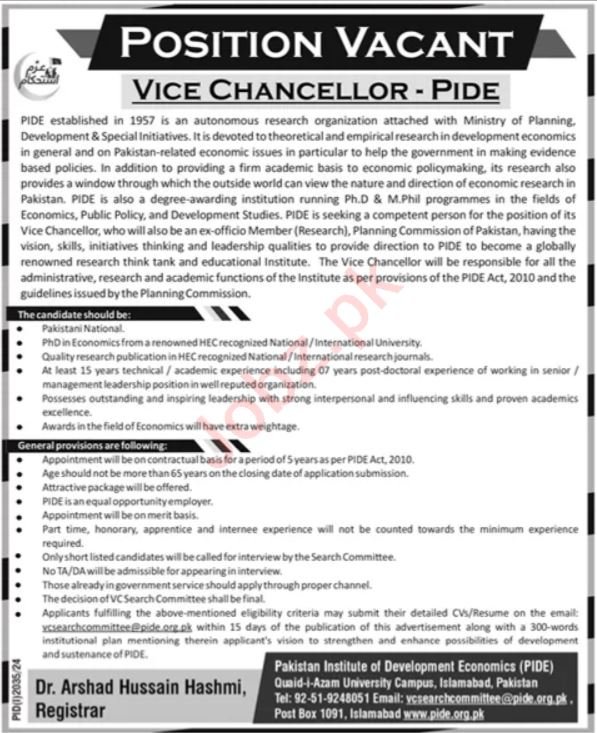 Pakistan Institute Of Development Economics Apply Jobs 2024