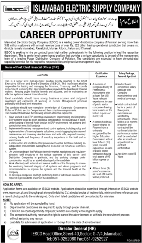 Latest Islamabad Electric Supply Company Jobs 2024